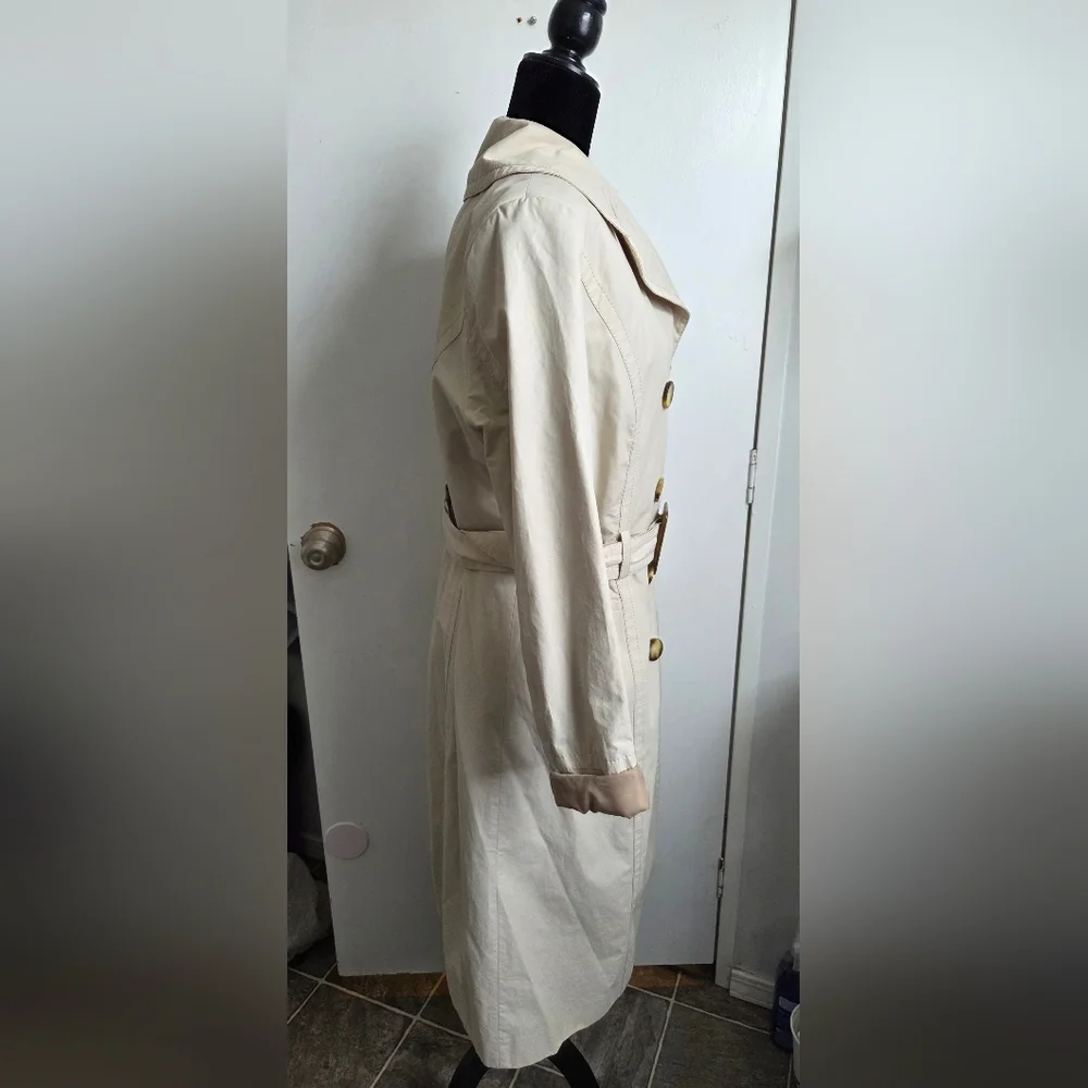 Donatella Double Breasted Beige Trench Coat Womens Size 12 - Picture 3 of 16